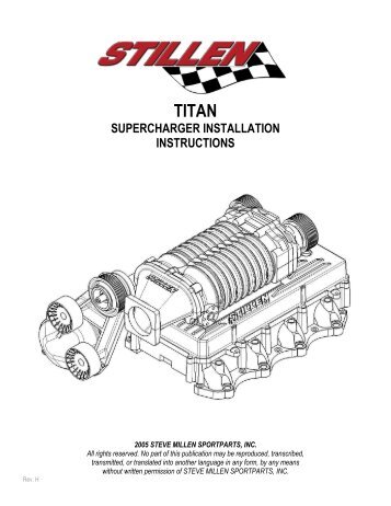 SUPERCHARGER INSTALLATION INSTRUCTIONS - Stillen