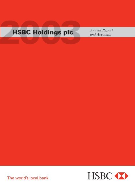 Hsbc Holdings Plc 2003 Annual Report Zonebourse Com