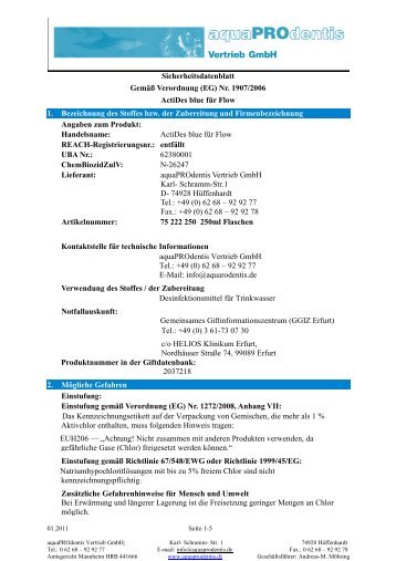 Sicherheitsdatenblatt Gemäß Verordnung (EG) Nr. 1907/2006 ...