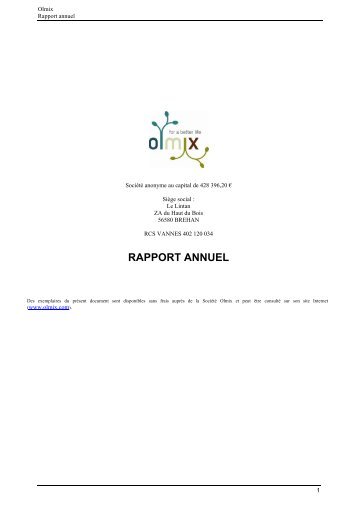 RAPPORT ANNUEL - Olmix