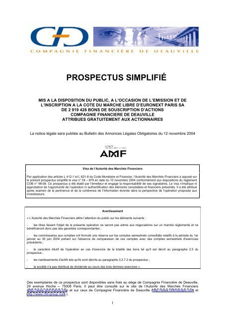 PROSPECTUS SIMPLIFIÉ