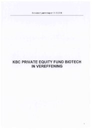 KBC PRIVATE EQUITY FUND BIOTECH IN VEREFFENING