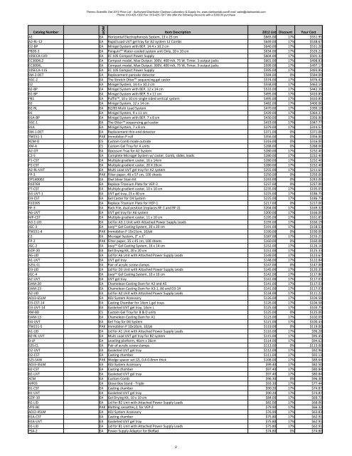 Thermo Scientific Owl 2012 Price List - Authorized Distributor ...