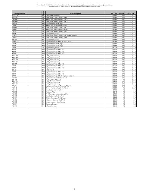 Thermo Scientific Owl 2012 Price List - Authorized Distributor ...