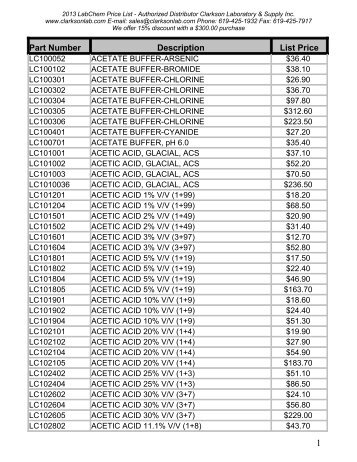 2013 LabChem Price List - Authorized Distributor Clarkson ...