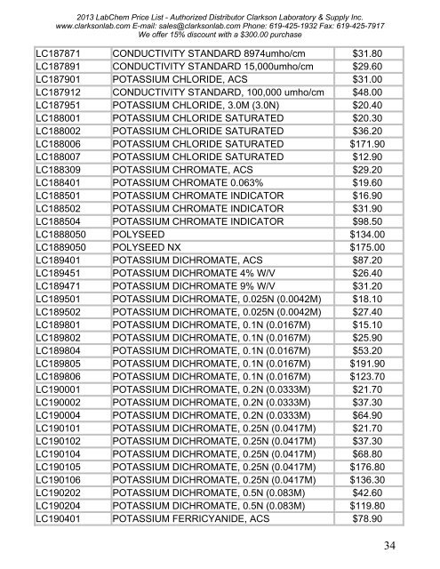 2013 LabChem Price List - Authorized Distributor Clarkson ...