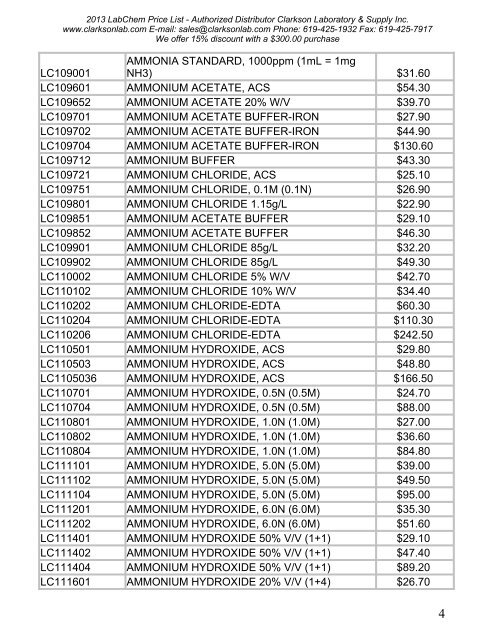 2013 LabChem Price List - Authorized Distributor Clarkson ...