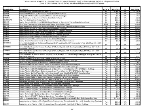 Thermo Scientific 2013 Price List - Clarkson Laboratory and Supply