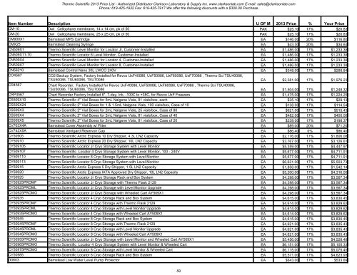 Thermo Scientific 2013 Price List - Clarkson Laboratory and Supply