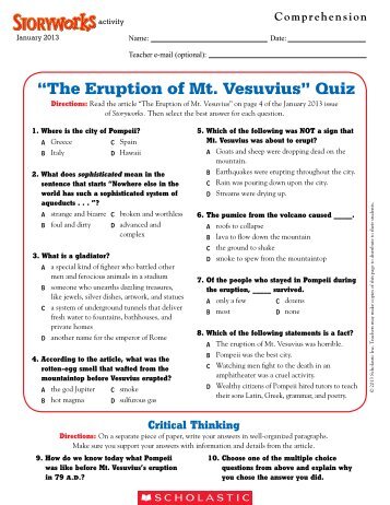 ?The Eruption of Mt. Vesuvius? Quiz - Scholastic