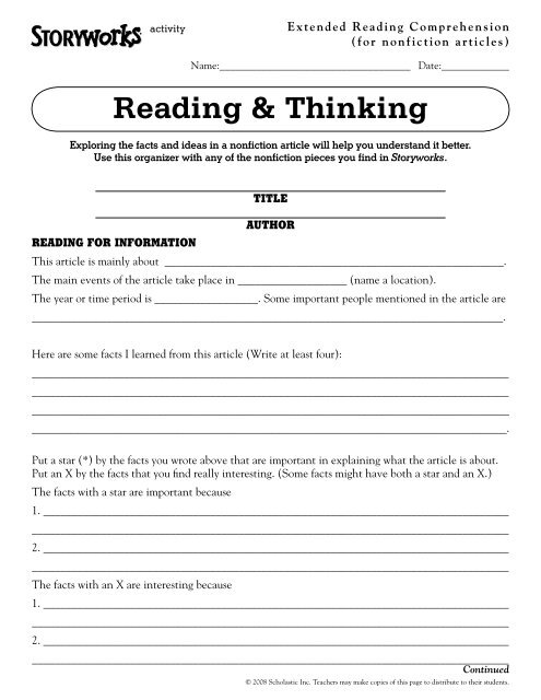 Reading & Thinking - Scholastic