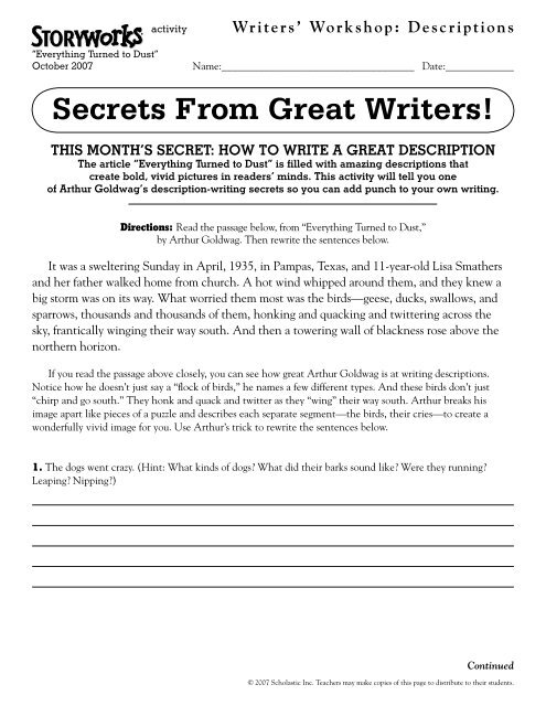 Writers workshop course description