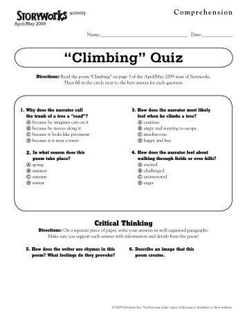 ?Climbing? Quiz - Storyworks - Scholastic