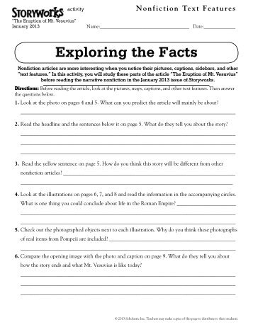 Exploring the Facts - Storyworks Magazine - Scholastic