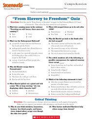 ?From Slavery to Freedom? Quiz - Storyworks - Scholastic