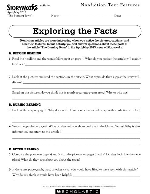 Exploring the Facts - Storyworks - Scholastic