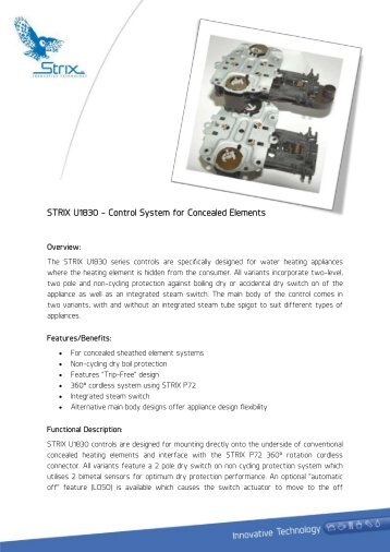 STRIX U1830 - Control System for Concealed ... - STRIX Limited