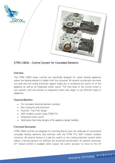 STRIX U1830 - Control System for Concealed ... - STRIX Limited