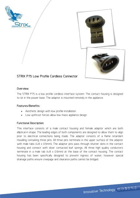 STRIX P75 Low Profile Cordless Connector - STRIX Limited