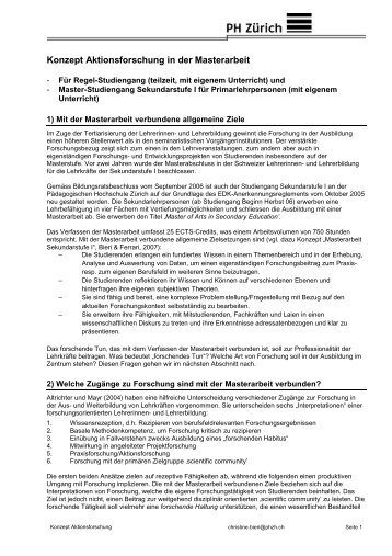 Konzept Aktionsforschung - Pädagogische Hochschule Zürich