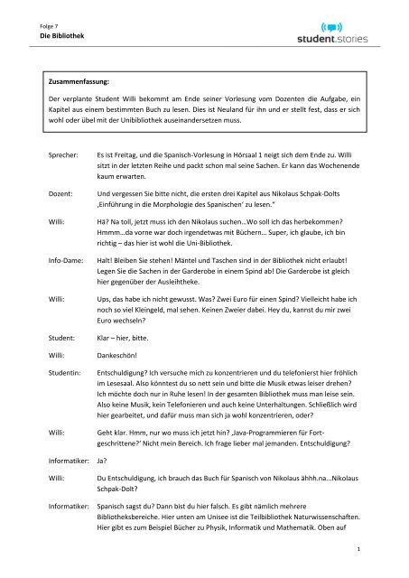 Die Bibliothek Zusammenfassung Der Verplante Student Stories