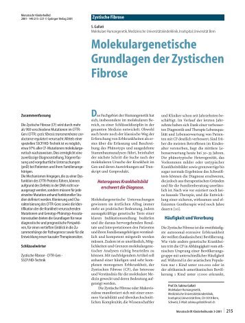 Molekulargenetische Grundlagen der Zystischen Fibrose