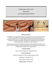 The Olympic Games – Sport in the UK Module ... - Study Abroad