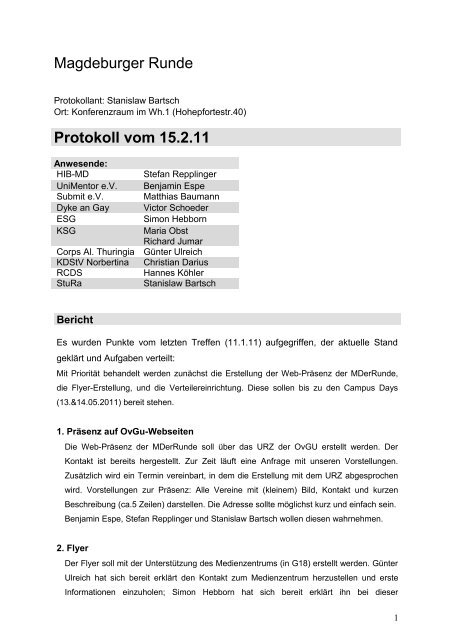 Magdeburger Runde Protokoll vom 15.2.11 - Stura Wiki