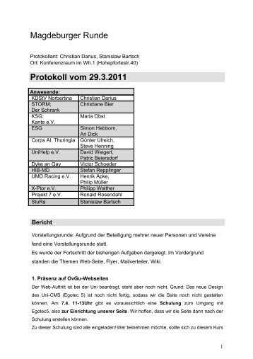 Magdeburger Runde Protokoll vom 29.3.2011 - Stura Wiki