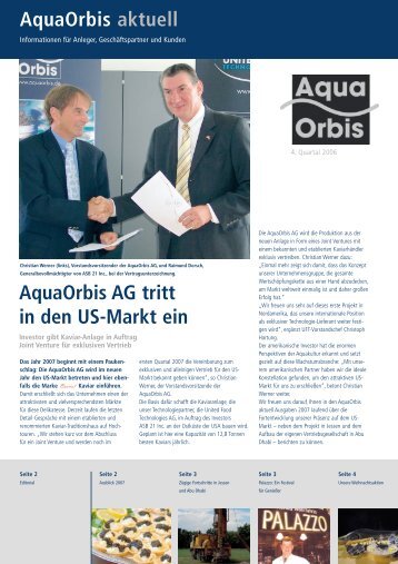 Aquaorbis aktuell Aquaorbis AG tritt in den US ... - bei Aquaorbis