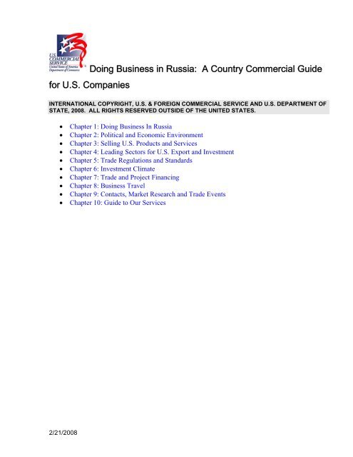 Doing Business in Russia: A Country Commercial Guide for U