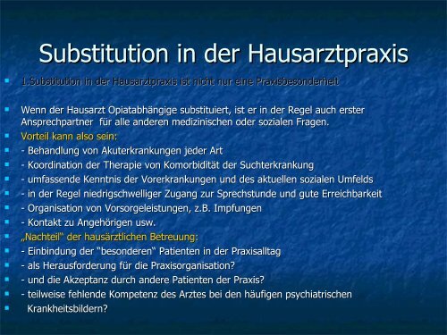 Substitution in der Hausarztpraxis