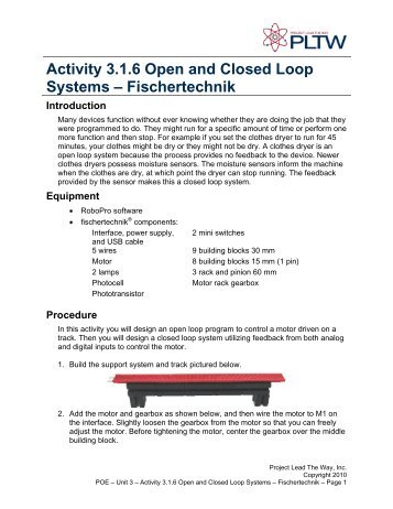 Activity 3.1.6 Open and Closed Loop Systems – Fischertechnik