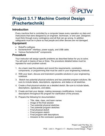 Project 3.1.7 Machine Control Design (Fischertechnik)