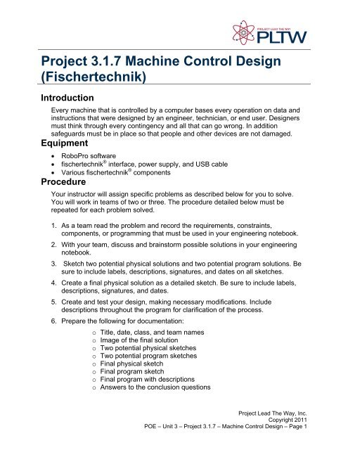 Project 3.1.7 Machine Control Design (Fischertechnik)