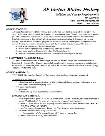 APUSH Syllabus - Sunny Hills High School