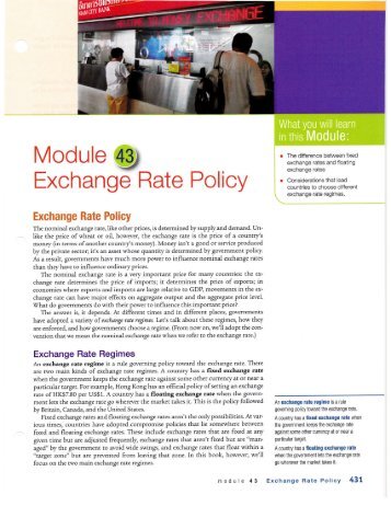 AP Econ Module 43 Exchange Rate Policy - Sunny Hills High School