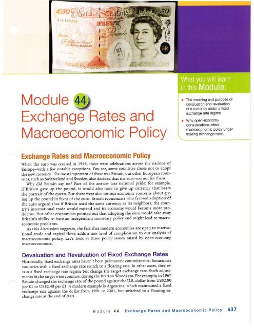 AP Econ Module 44 Exchange Rates and Policy - Sunny Hills High ...
