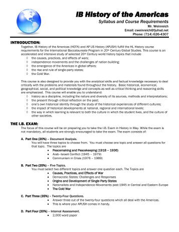 HOTA Course Syllabus - Sunny Hills High School