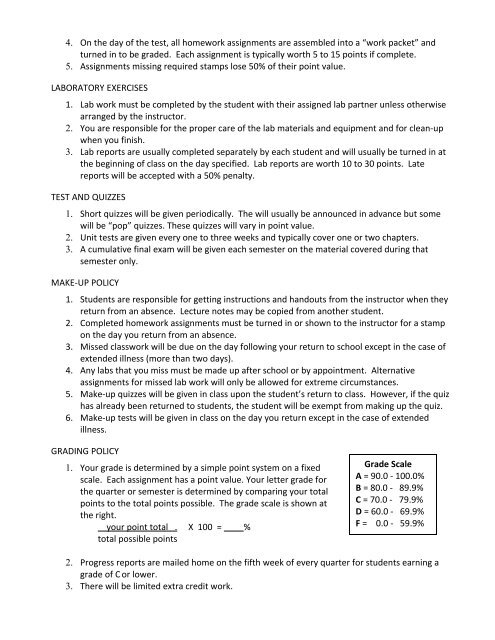 Chemistry Guidelines 2012 - Sunny Hills High School