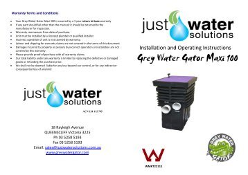 Instruction Booklet for Grey Water Gator Maxi - SunshowerOnline