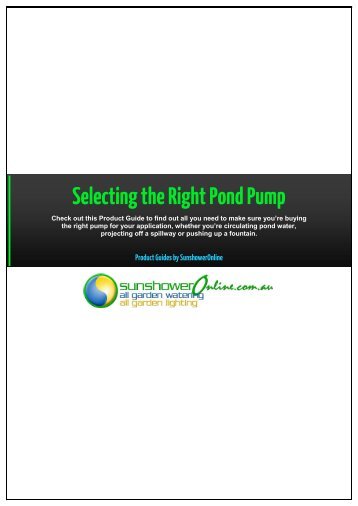 Selecting the Right Pond Pump - SunshowerOnline