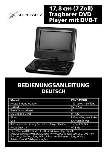 60869 AE Portable DVD Player IM_D.indd - Superior