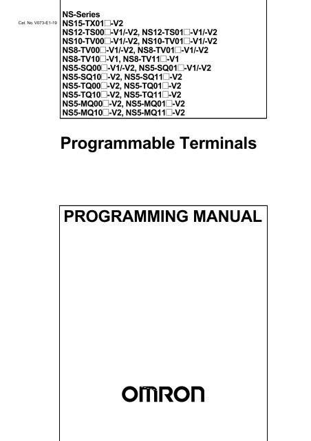 NS-Series Programmable Terminals Programming Manual - Omron