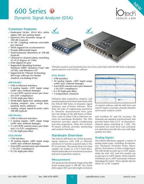 IOtech 600 Series Dynamic Signal Analyzer - DSA