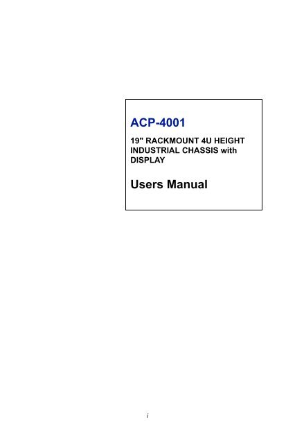 ACP-4001 Users Manual
