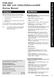 PCM-4862 486 SBC with VGA/LCD/Ethernet/SSD Startup Manual