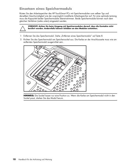 Handbuch für die Aufrüstung und Wartung - HP