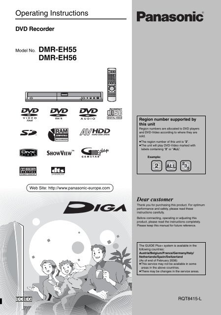 Operating Instructions Dmr Eh56 Panasonic New Zealand