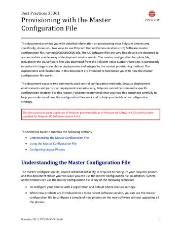 Provisioning with the Master Configuration File - Polycom